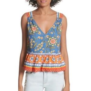 Joie | NWT Chinaru Aztec Floral Peplum Crop Top